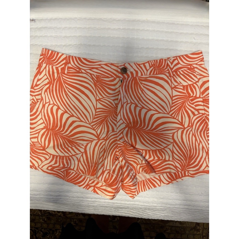 Gap Women's Sun-kissed Shorts With Palm Leaf Print, Orange And White,‎ Size 10